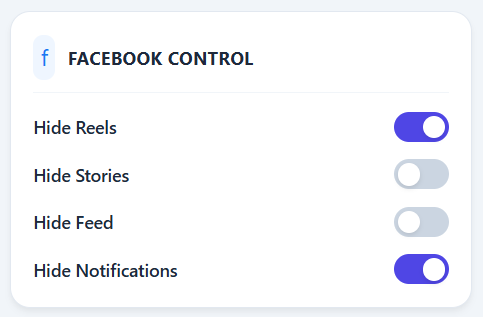 Facebook Control feature